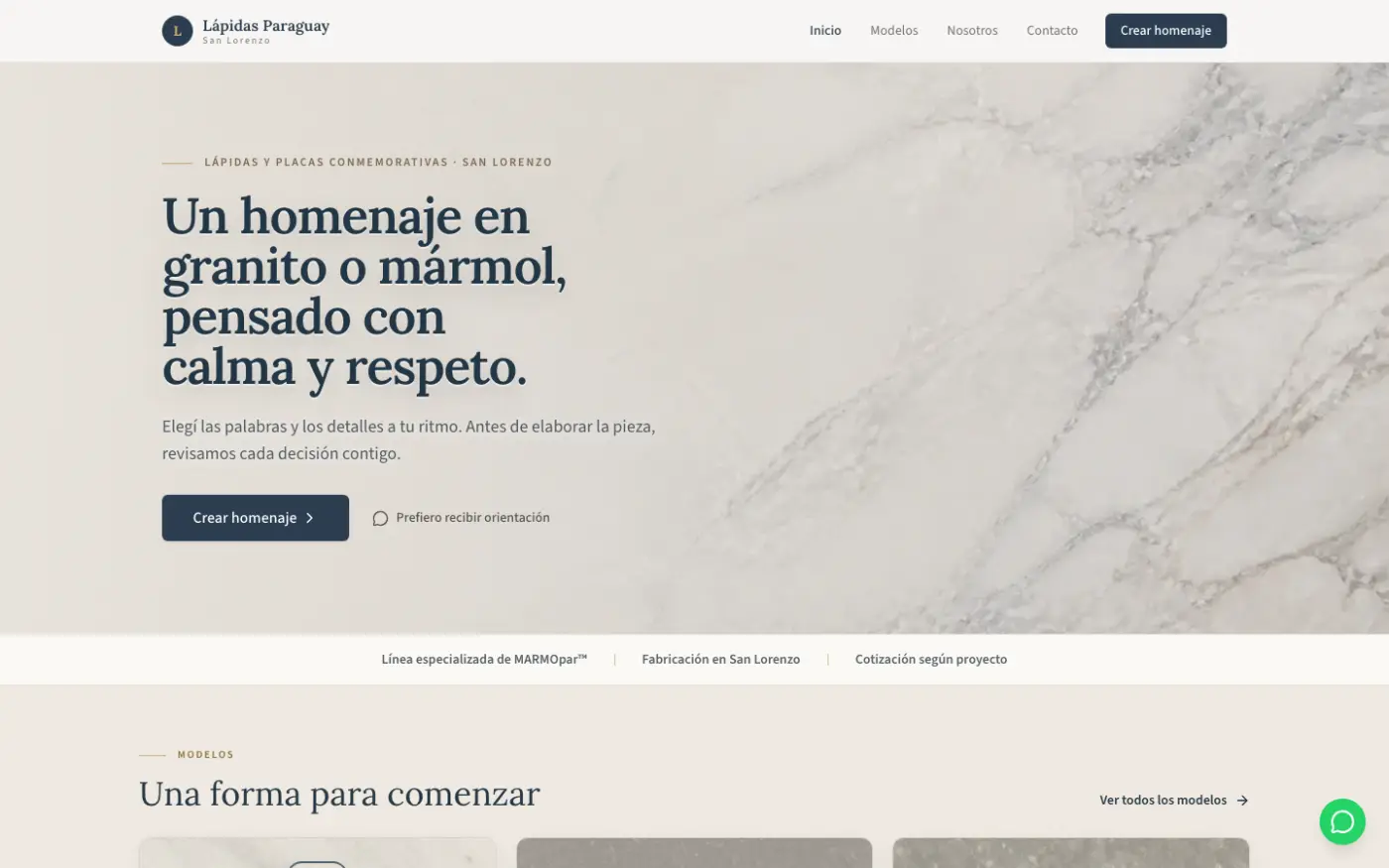 Vista previa de la página web de Lápidas PY